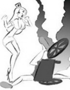 Blonde shemale cartoon babe dominating older man and forced him to obey.